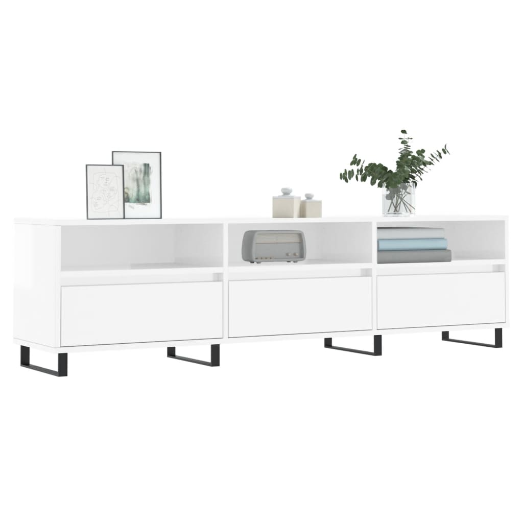 Tv-meubel 150x30x44,5 cm bewerkt hout hoogglans wit is nu te koop bij PeponiXL, paradijselijk wonen!