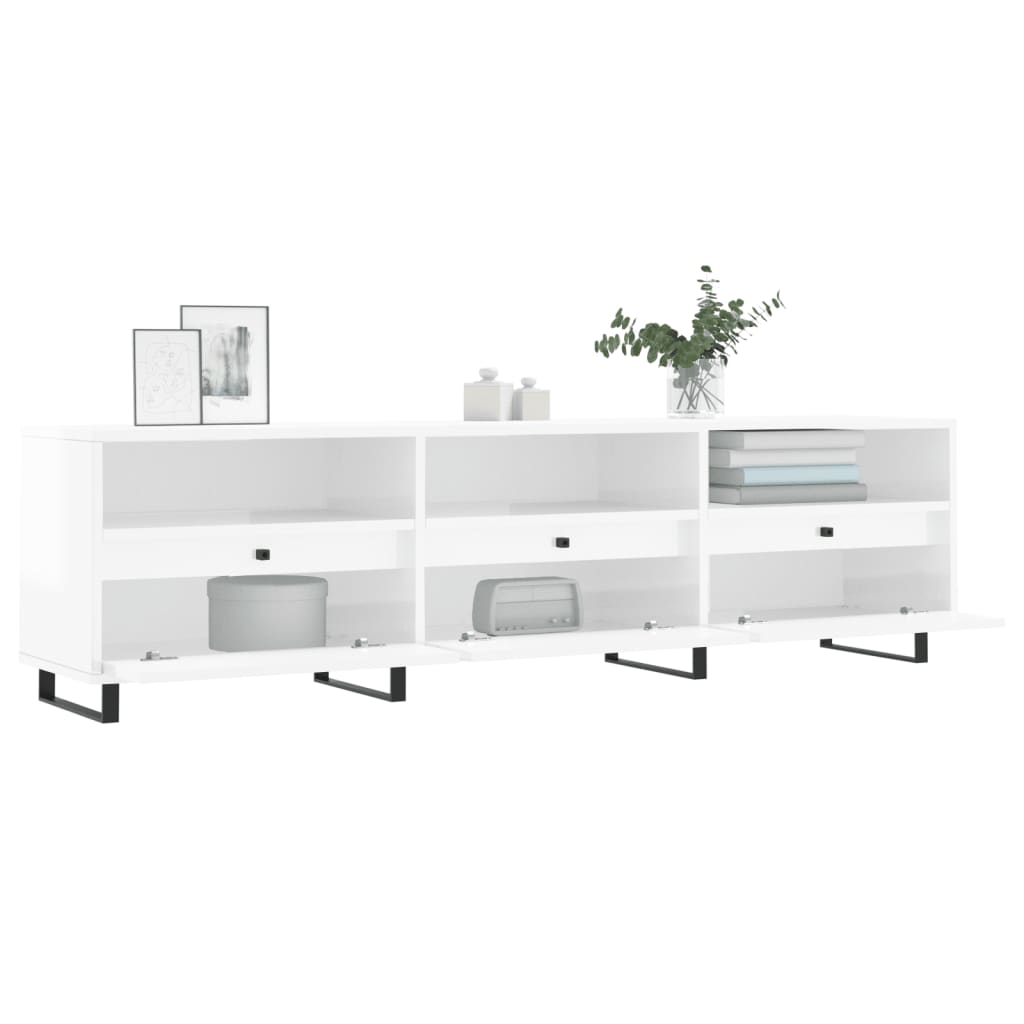 Tv-meubel 150x30x44,5 cm bewerkt hout hoogglans wit is nu te koop bij PeponiXL, paradijselijk wonen!