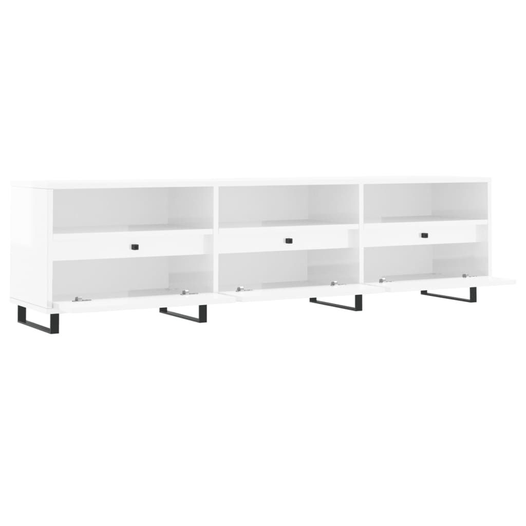 Tv-meubel 150x30x44,5 cm bewerkt hout hoogglans wit is nu te koop bij PeponiXL, paradijselijk wonen!