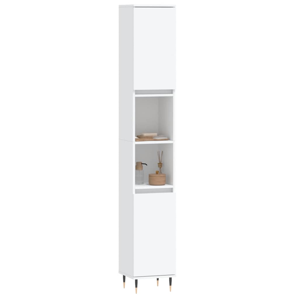 Badkamerkast 30x30x190 cm bewerkt hout wit is nu te koop bij PeponiXL, paradijselijk wonen!