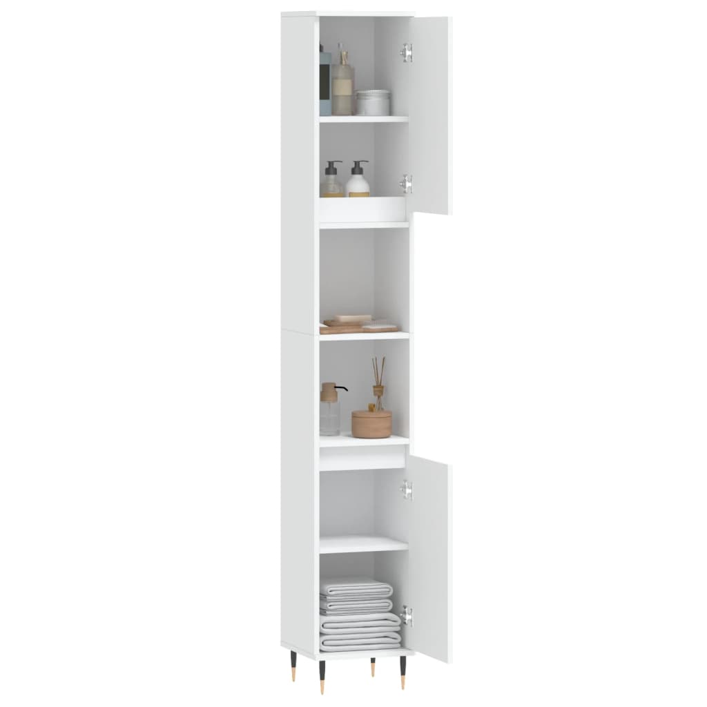 Badkamerkast 30x30x190 cm bewerkt hout wit is nu te koop bij PeponiXL, paradijselijk wonen!