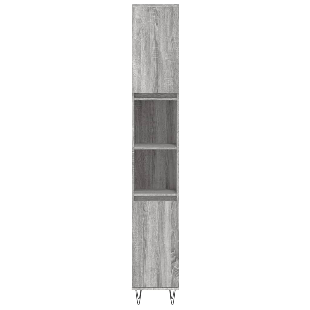 Badkamerkast 30x30x190 cm bewerkt hout grijs sonoma eikenkleur is nu te koop bij PeponiXL, paradijselijk wonen!