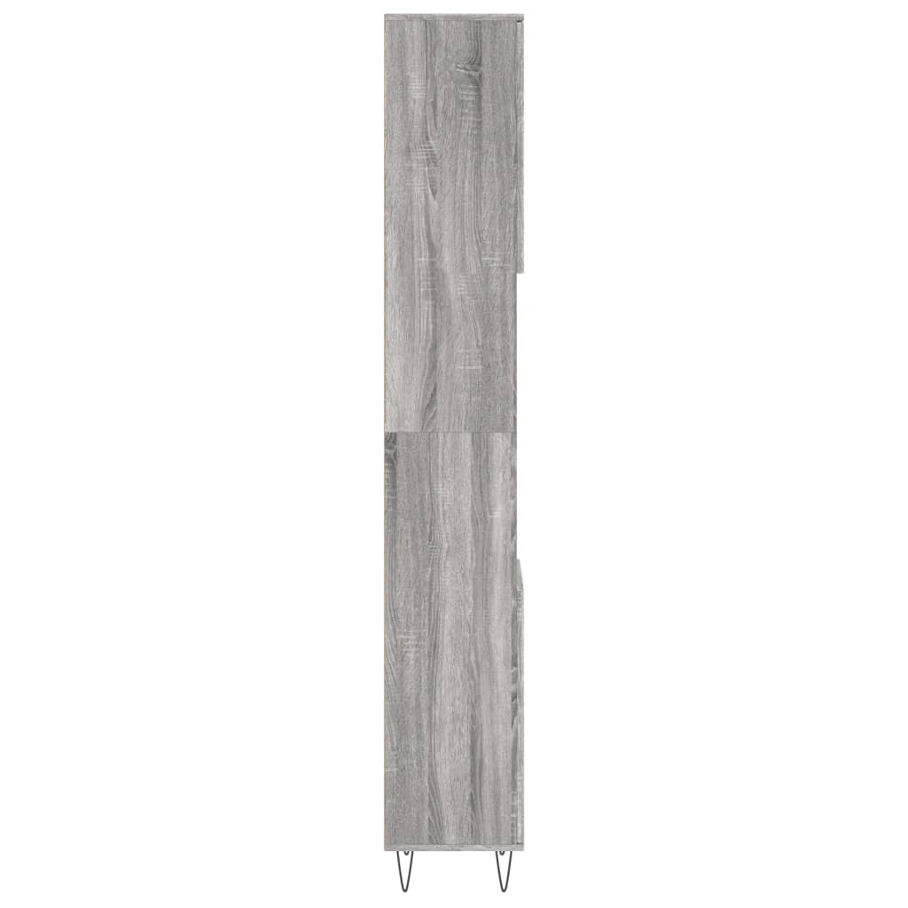 Badkamerkast 30x30x190 cm bewerkt hout grijs sonoma eikenkleur is nu te koop bij PeponiXL, paradijselijk wonen!