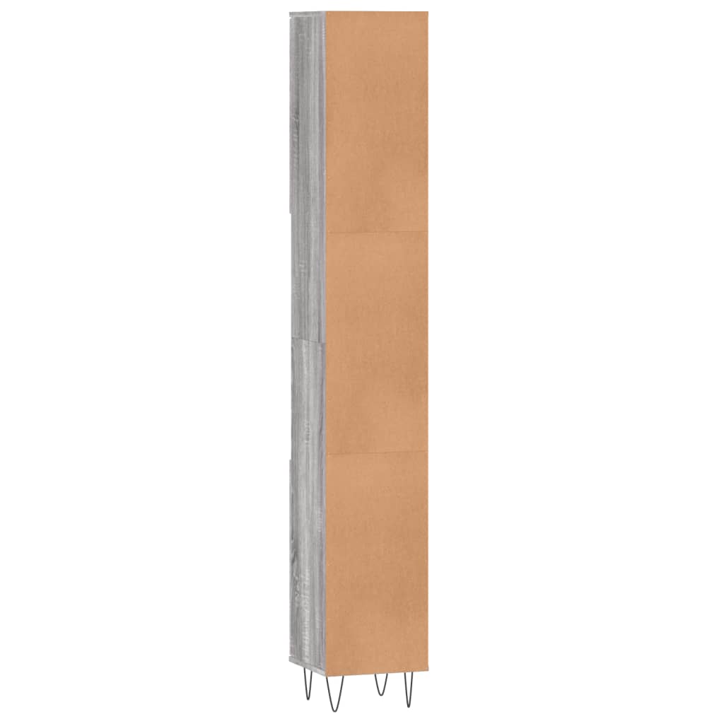 Badkamerkast 30x30x190 cm bewerkt hout grijs sonoma eikenkleur is nu te koop bij PeponiXL, paradijselijk wonen!