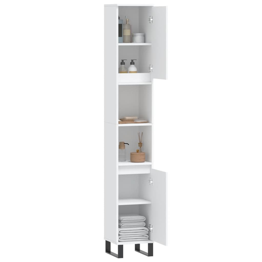 Badkamerkast 30x30x190 cm bewerkt hout wit is nu te koop bij PeponiXL, paradijselijk wonen!