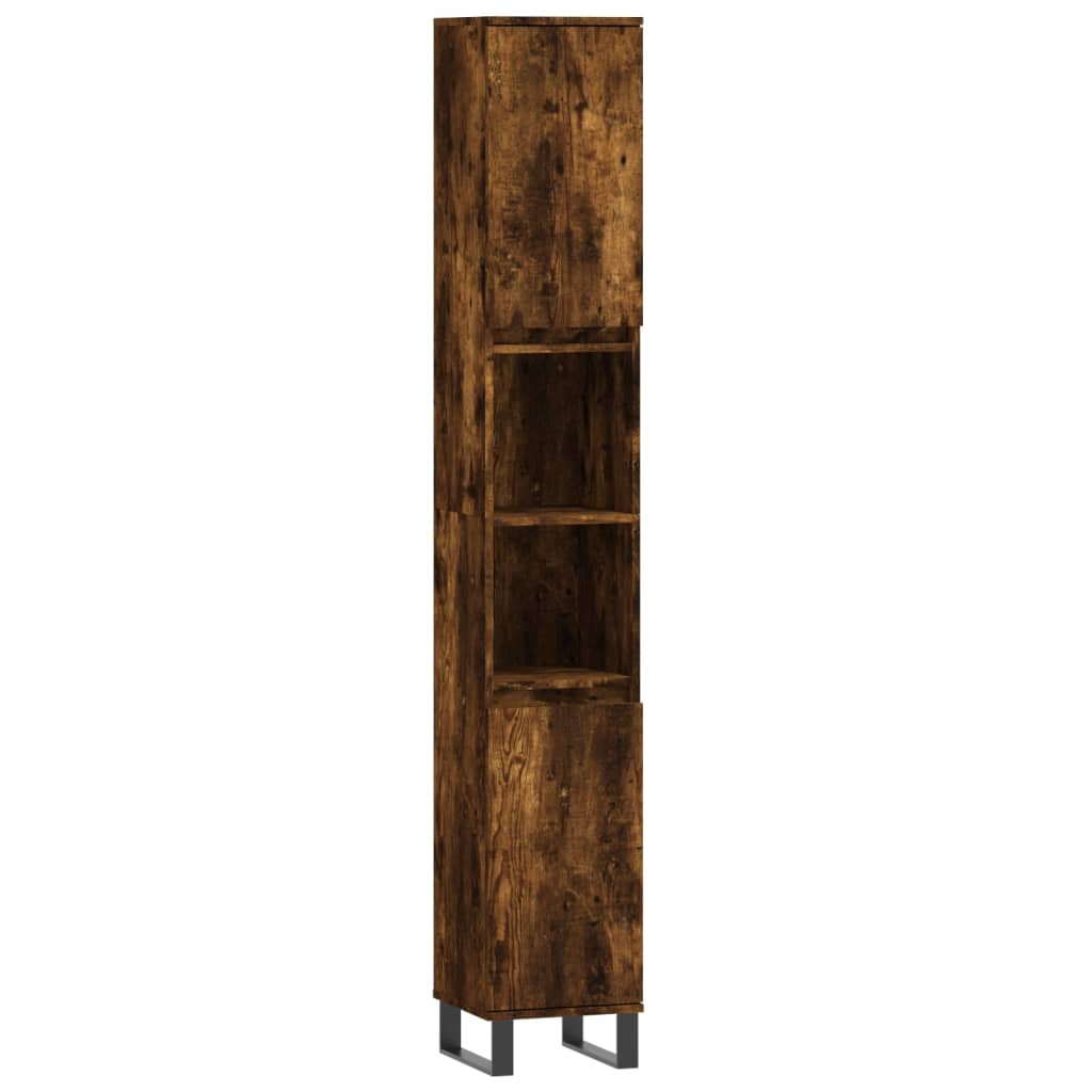 Badkamerkast 30x30x190 cm bewerkt hout gerookt eikenkleurig is nu te koop bij PeponiXL, paradijselijk wonen!
