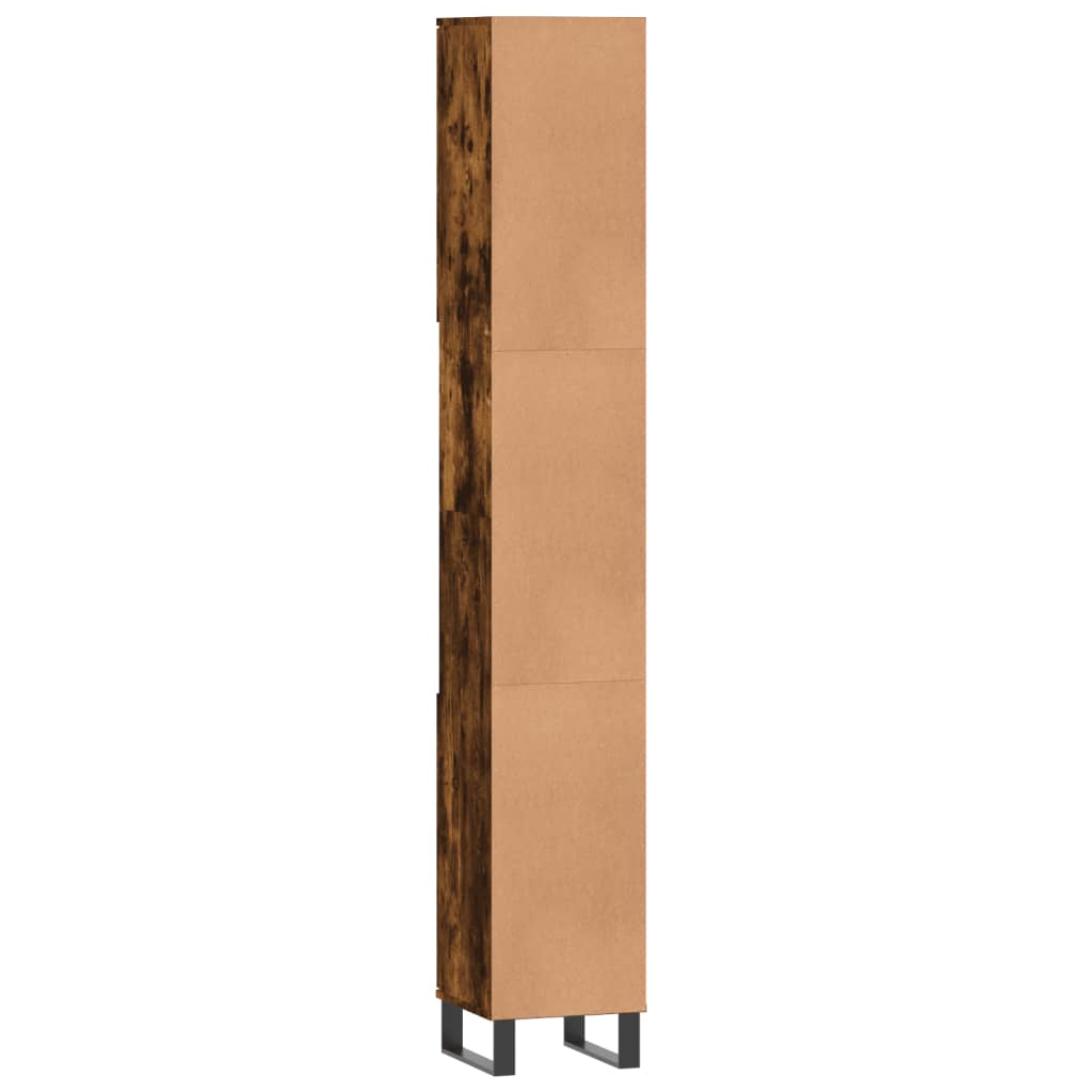 Badkamerkast 30x30x190 cm bewerkt hout gerookt eikenkleurig is nu te koop bij PeponiXL, paradijselijk wonen!