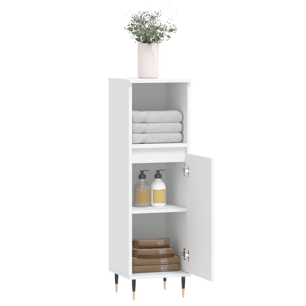 Badkamerkast 30x30x100 cm bewerkt hout wit is nu te koop bij PeponiXL, paradijselijk wonen!