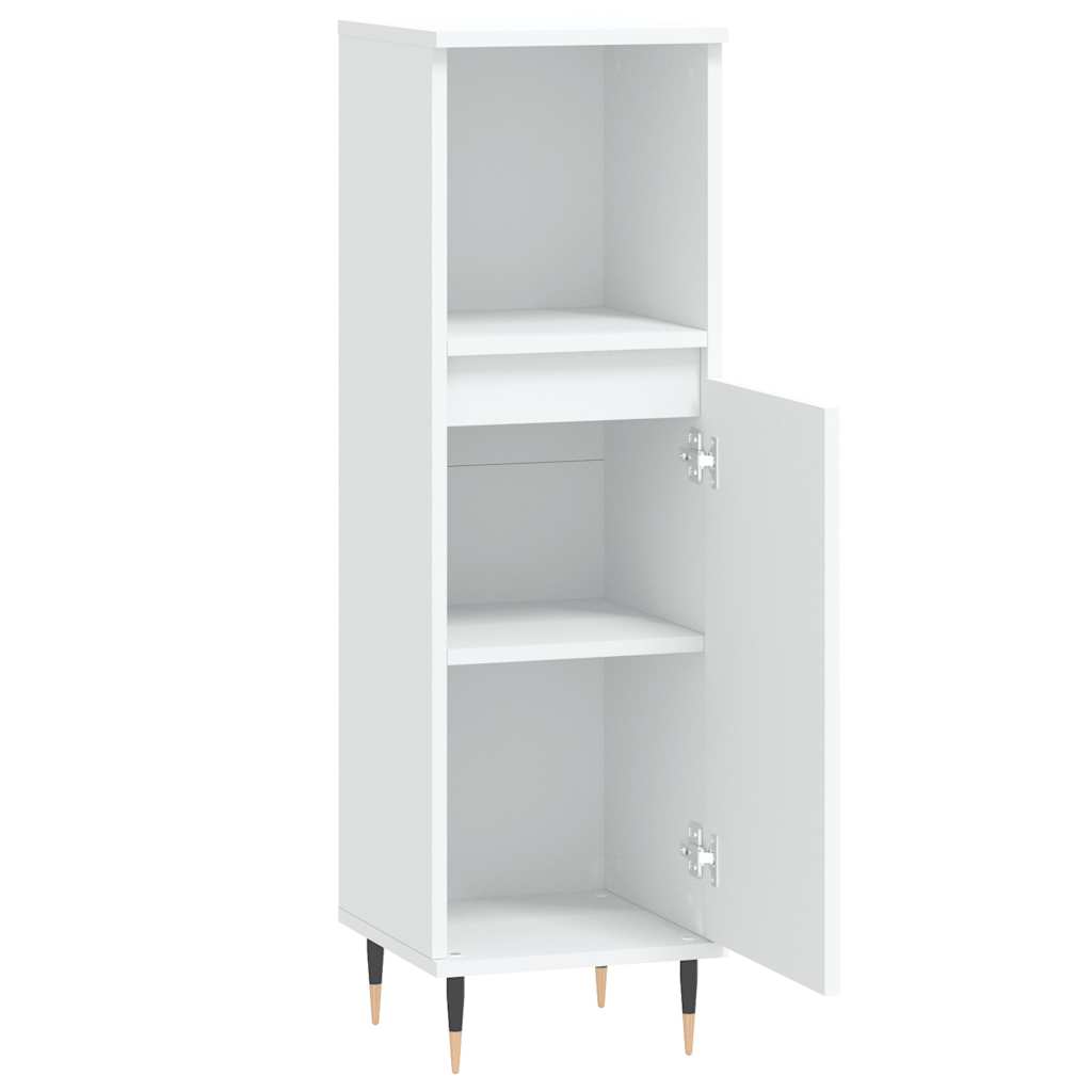 Badkamerkast 30x30x100 cm bewerkt hout wit is nu te koop bij PeponiXL, paradijselijk wonen!
