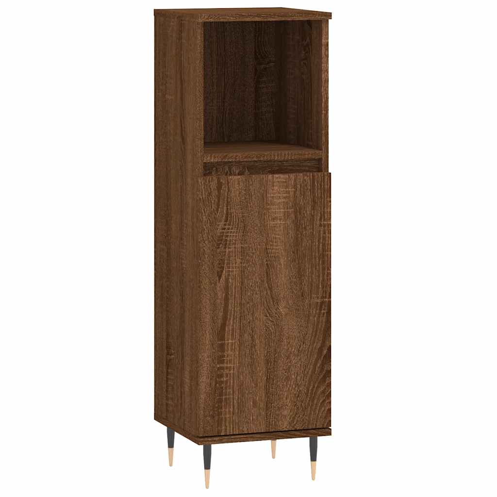 Badkamerkast 30x30x100 cm bewerkt hout bruin eikenkleur is nu te koop bij PeponiXL, paradijselijk wonen!
