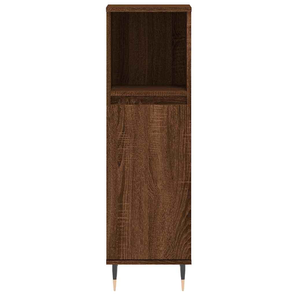 Badkamerkast 30x30x100 cm bewerkt hout bruin eikenkleur is nu te koop bij PeponiXL, paradijselijk wonen!