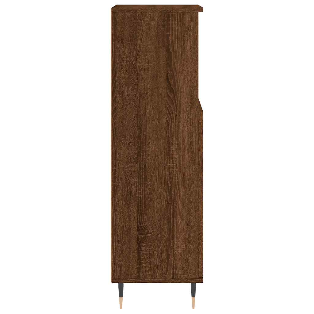 Badkamerkast 30x30x100 cm bewerkt hout bruin eikenkleur is nu te koop bij PeponiXL, paradijselijk wonen!