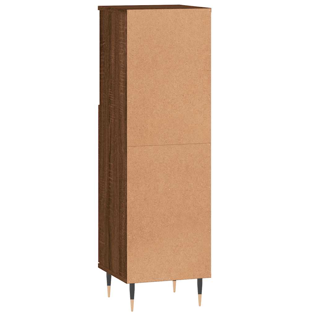 Badkamerkast 30x30x100 cm bewerkt hout bruin eikenkleur is nu te koop bij PeponiXL, paradijselijk wonen!