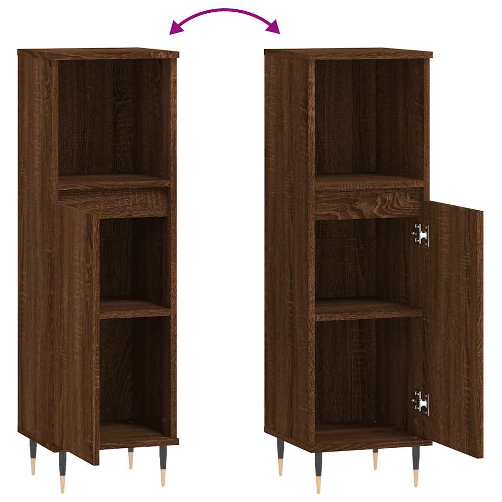 Badkamerkast 30x30x100 cm bewerkt hout bruin eikenkleur is nu te koop bij PeponiXL, paradijselijk wonen!