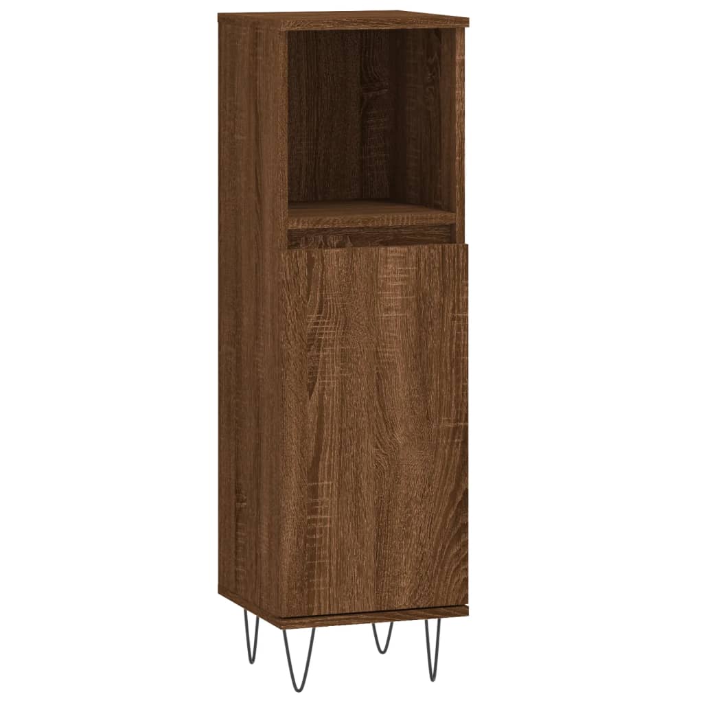 Badkamerkast 30x30x100 cm bewerkt hout bruin eikenkleur is nu te koop bij PeponiXL, paradijselijk wonen!