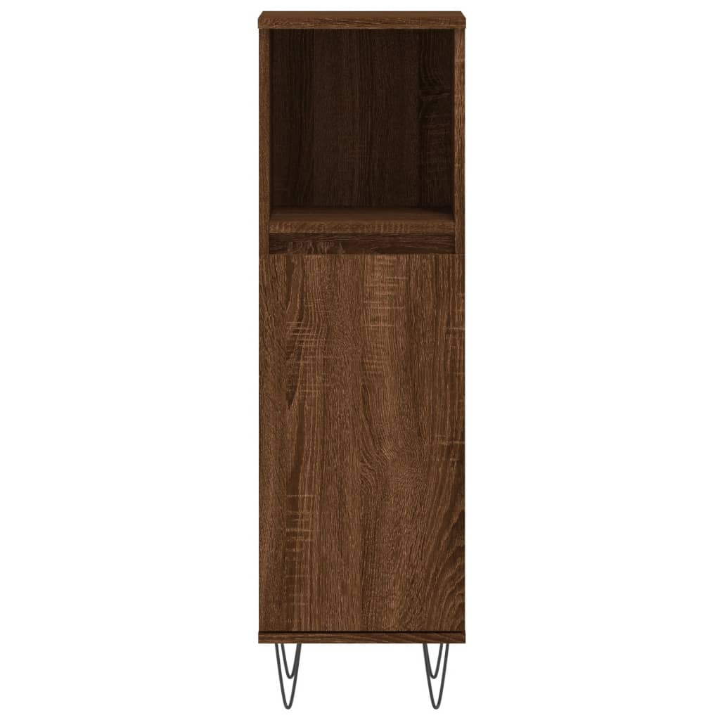 Badkamerkast 30x30x100 cm bewerkt hout bruin eikenkleur is nu te koop bij PeponiXL, paradijselijk wonen!