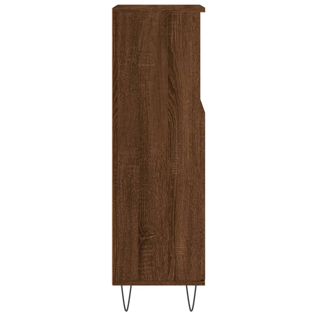 Badkamerkast 30x30x100 cm bewerkt hout bruin eikenkleur is nu te koop bij PeponiXL, paradijselijk wonen!