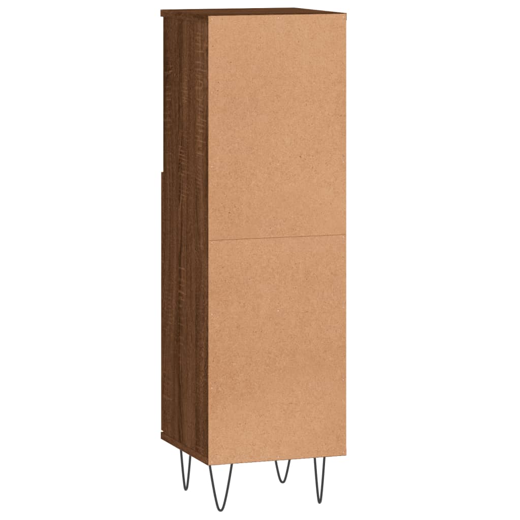 Badkamerkast 30x30x100 cm bewerkt hout bruin eikenkleur is nu te koop bij PeponiXL, paradijselijk wonen!