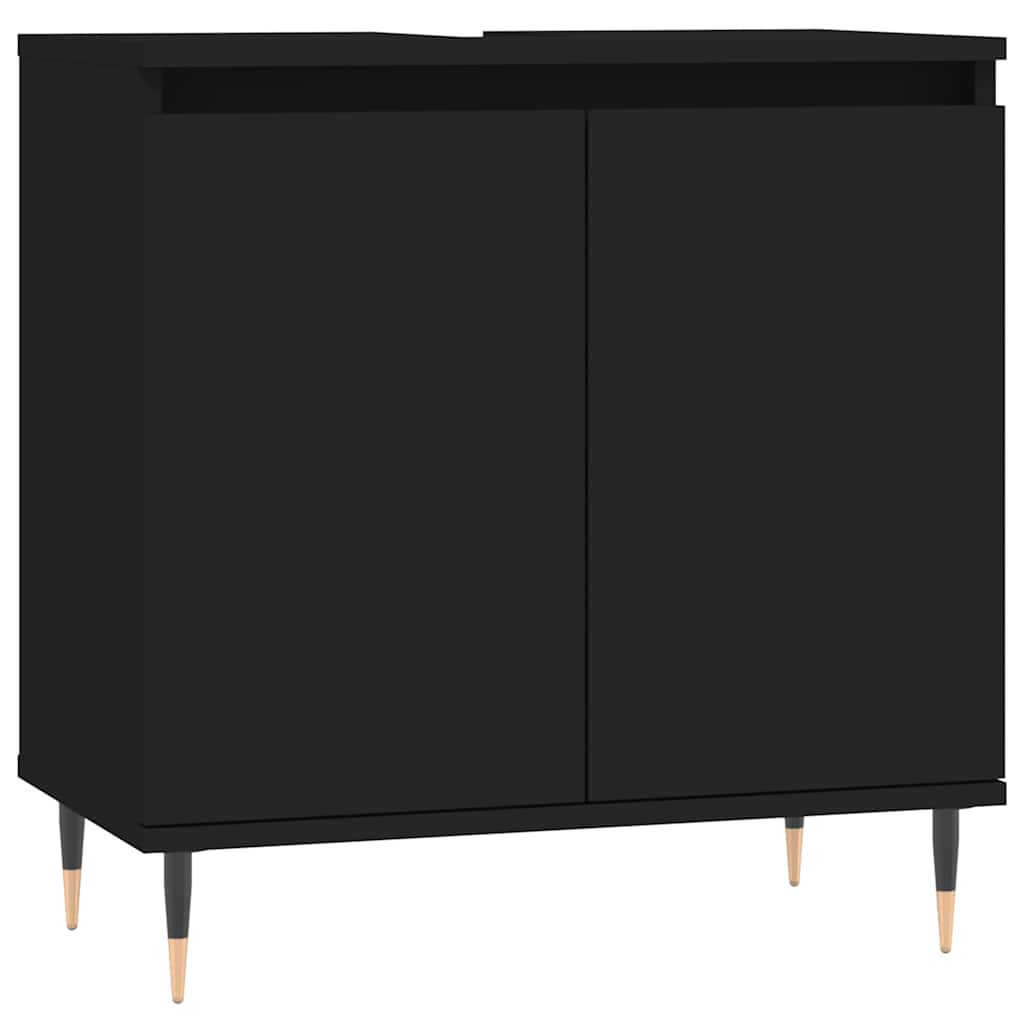Badkamerkast 58x33x60 cm bewerkt hout zwart is nu te koop bij PeponiXL, paradijselijk wonen!