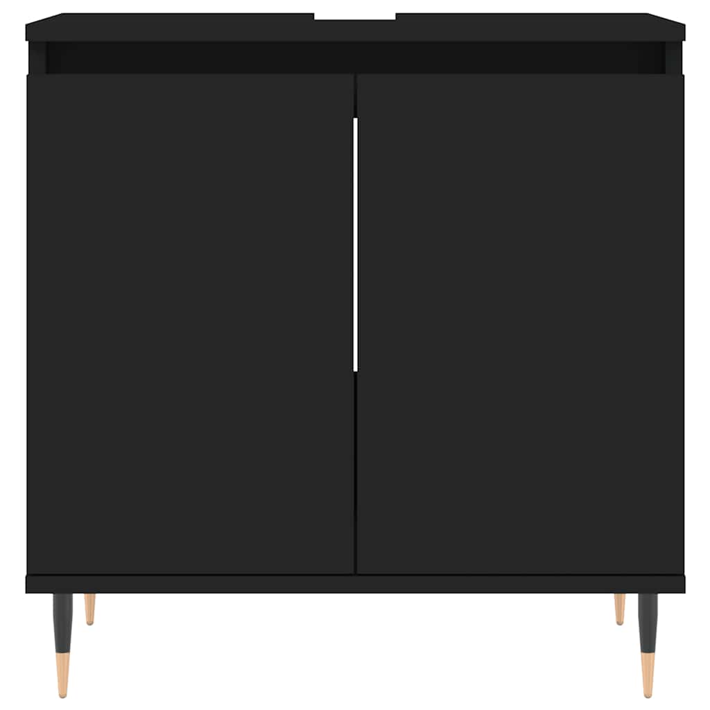 Badkamerkast 58x33x60 cm bewerkt hout zwart is nu te koop bij PeponiXL, paradijselijk wonen!
