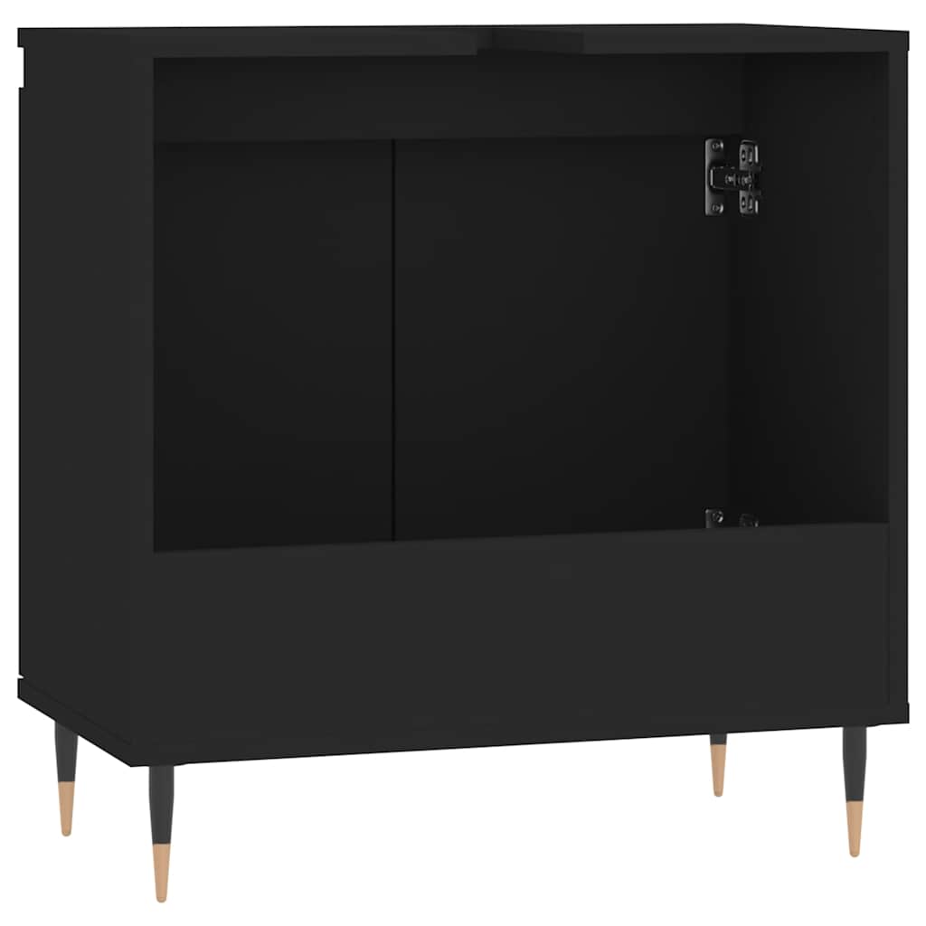 Badkamerkast 58x33x60 cm bewerkt hout zwart is nu te koop bij PeponiXL, paradijselijk wonen!