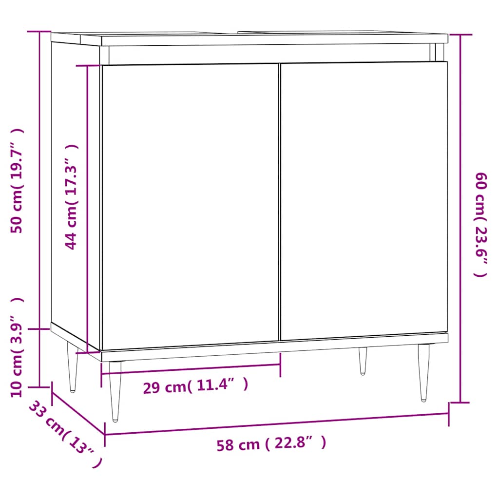 Badkamerkast 58x33x60 cm bewerkt hout zwart is nu te koop bij PeponiXL, paradijselijk wonen!
