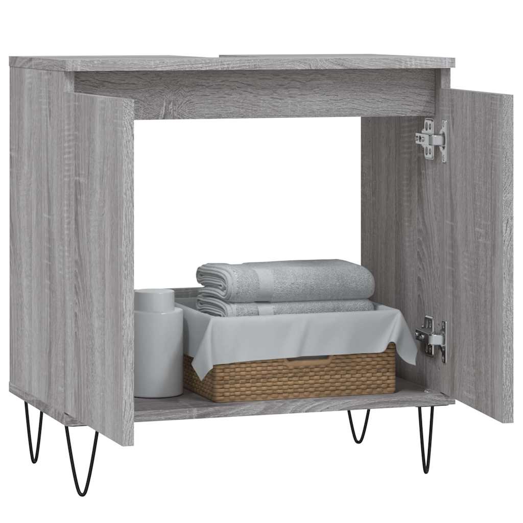 Badkamerkast 58x33x60 cm bewerkt hout grijs sonoma eikenkleurig is nu te koop bij PeponiXL, paradijselijk wonen!