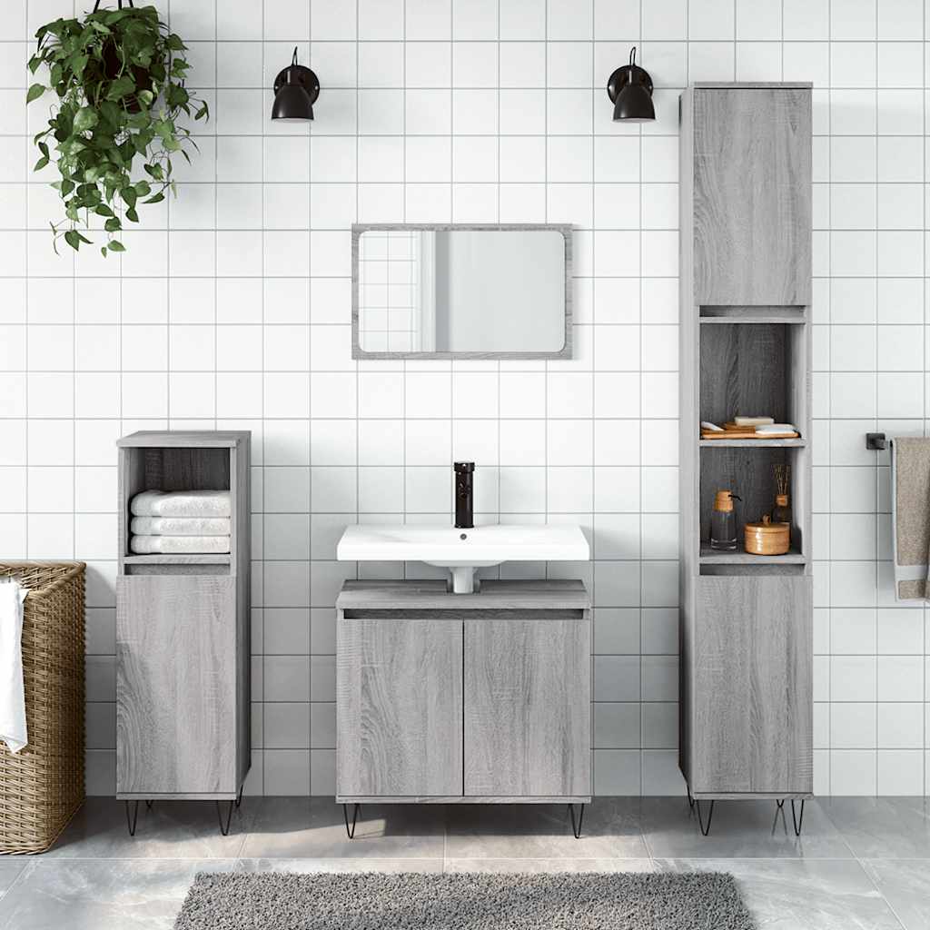 Badkamerkast 58x33x60 cm bewerkt hout grijs sonoma eikenkleurig is nu te koop bij PeponiXL, paradijselijk wonen!