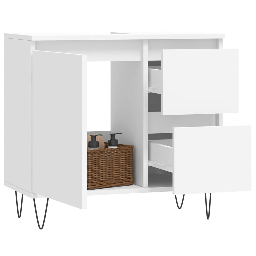 Badkamerkast 65x33x60 cm bewerkt hout wit is nu te koop bij PeponiXL, paradijselijk wonen!