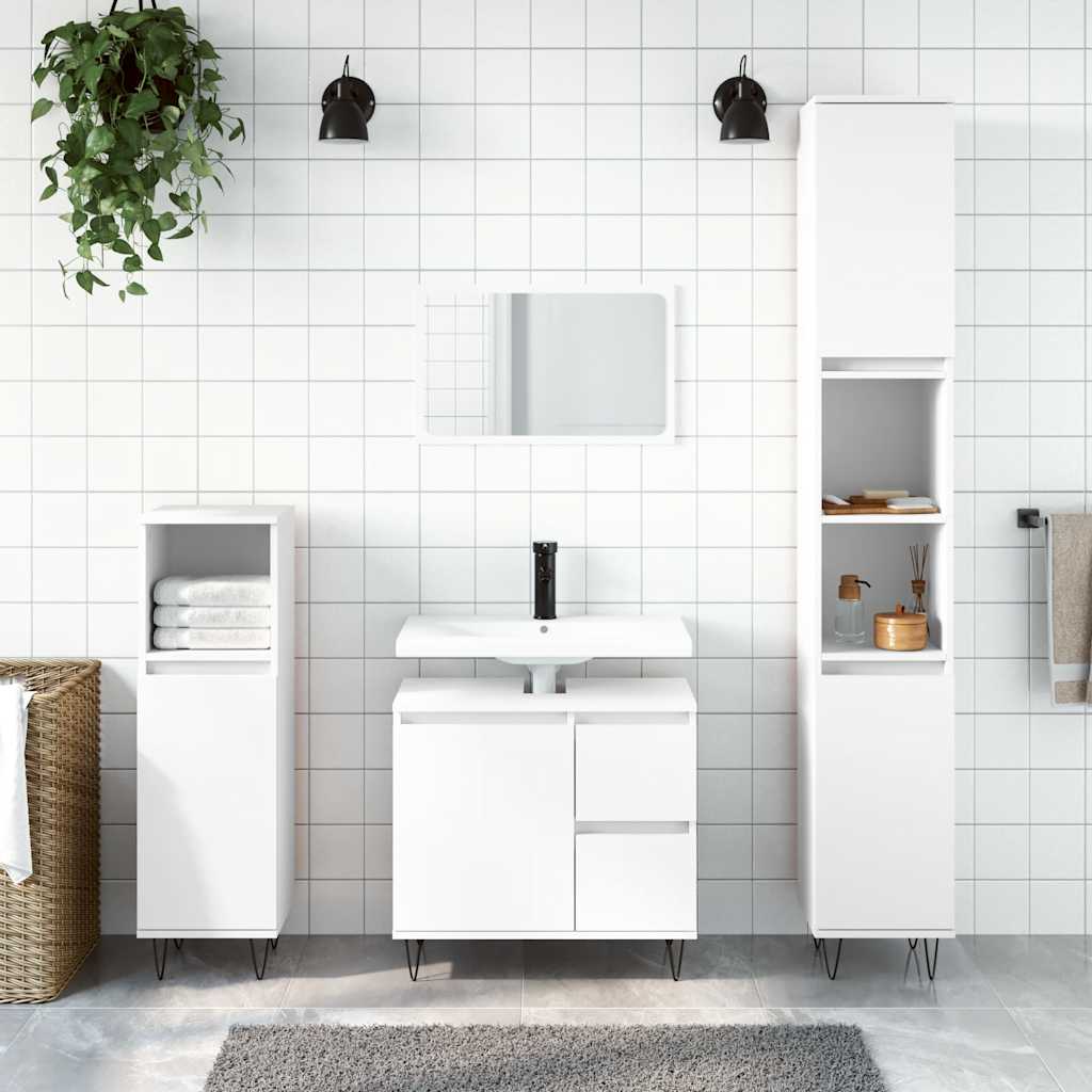 Badkamerkast 65x33x60 cm bewerkt hout wit is nu te koop bij PeponiXL, paradijselijk wonen!
