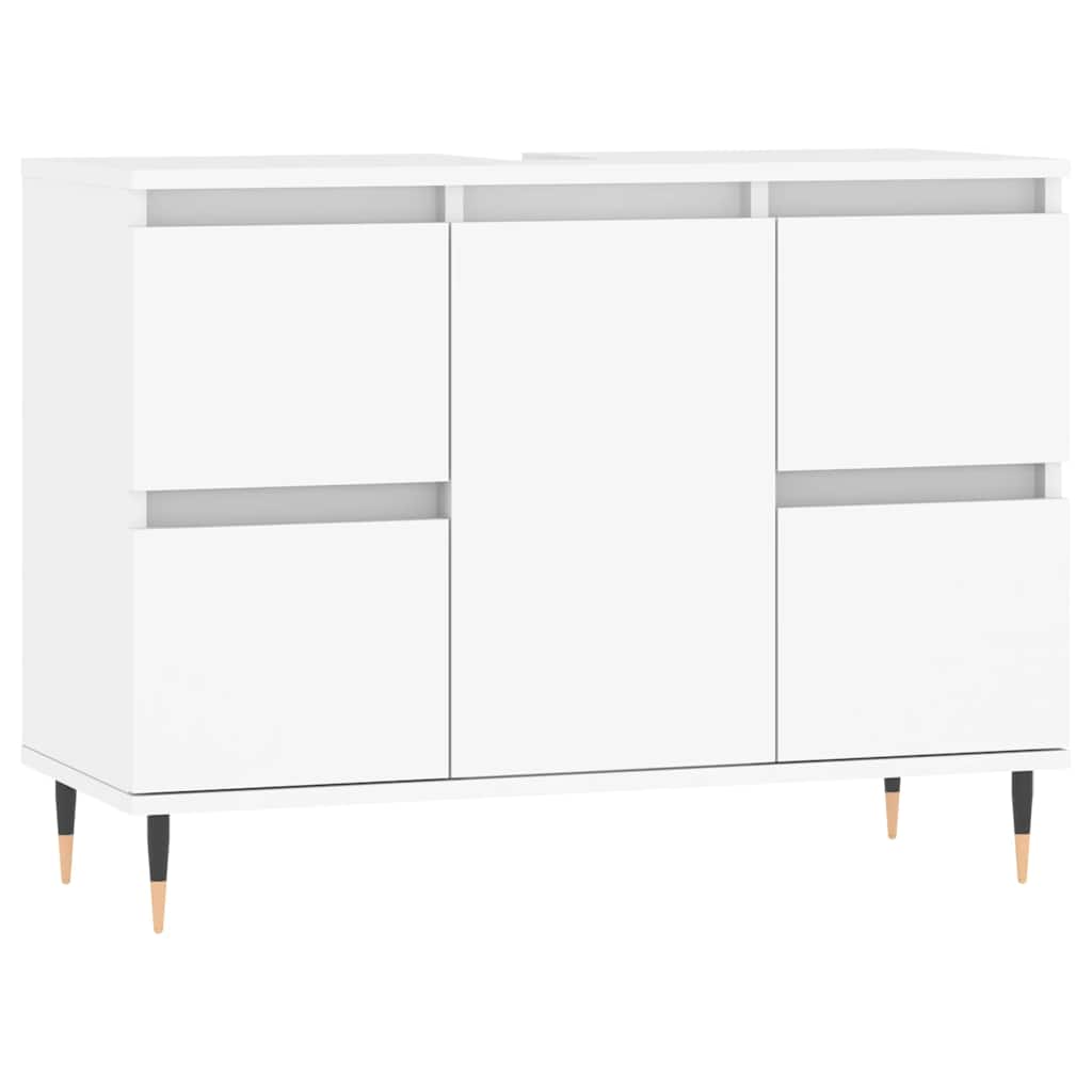 Badkamerkast 80x33x60 cm bewerkt hout wit is nu te koop bij PeponiXL, paradijselijk wonen!