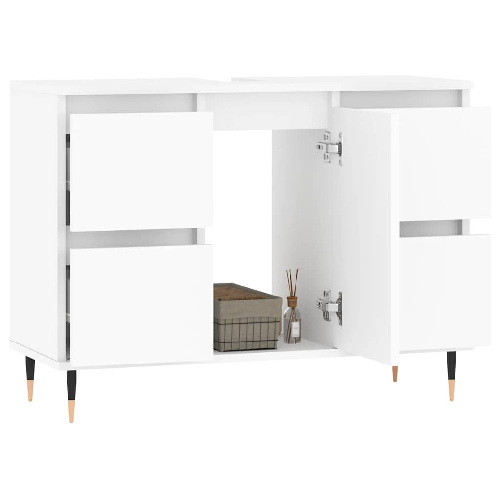 Badkamerkast 80x33x60 cm bewerkt hout wit is nu te koop bij PeponiXL, paradijselijk wonen!