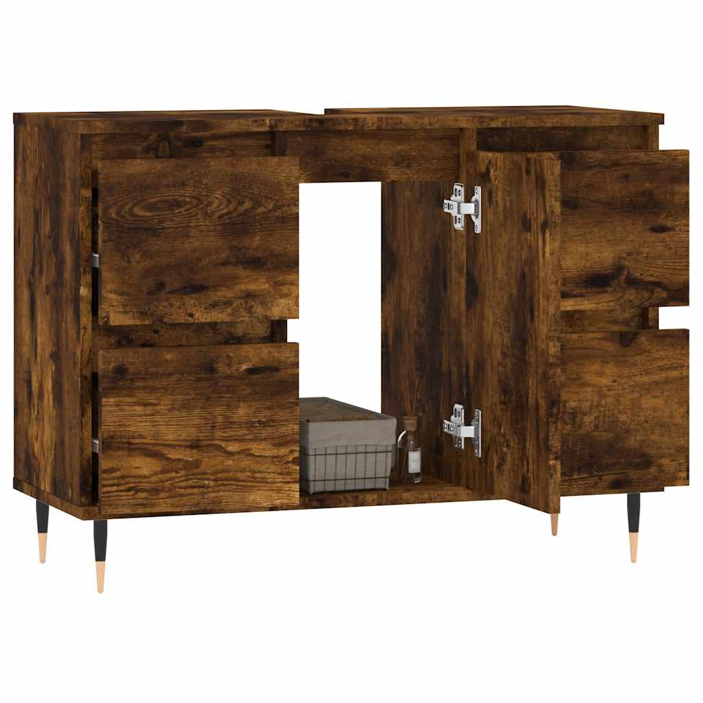 Badkamerkast 80x33x60 cm bewerkt hout gerookt eikenkleurig is nu te koop bij PeponiXL, paradijselijk wonen!