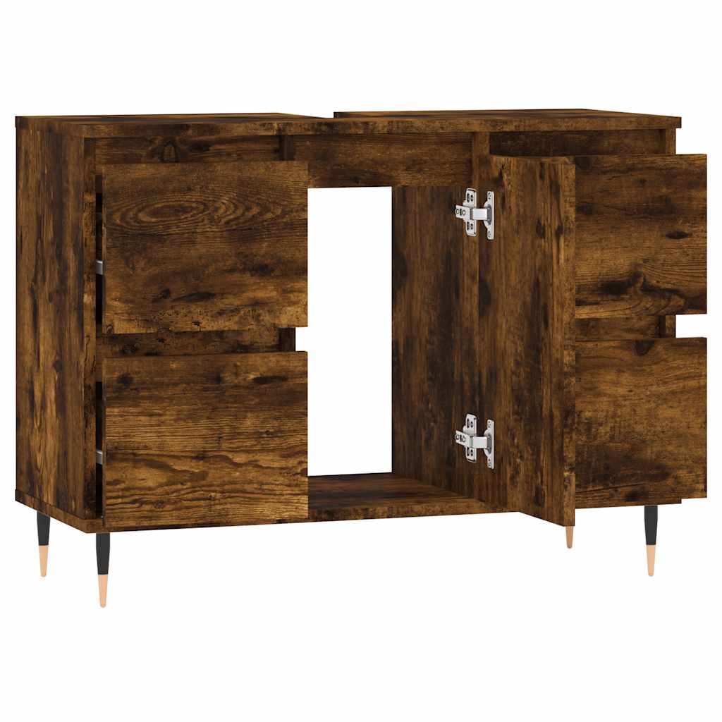 Badkamerkast 80x33x60 cm bewerkt hout gerookt eikenkleurig is nu te koop bij PeponiXL, paradijselijk wonen!