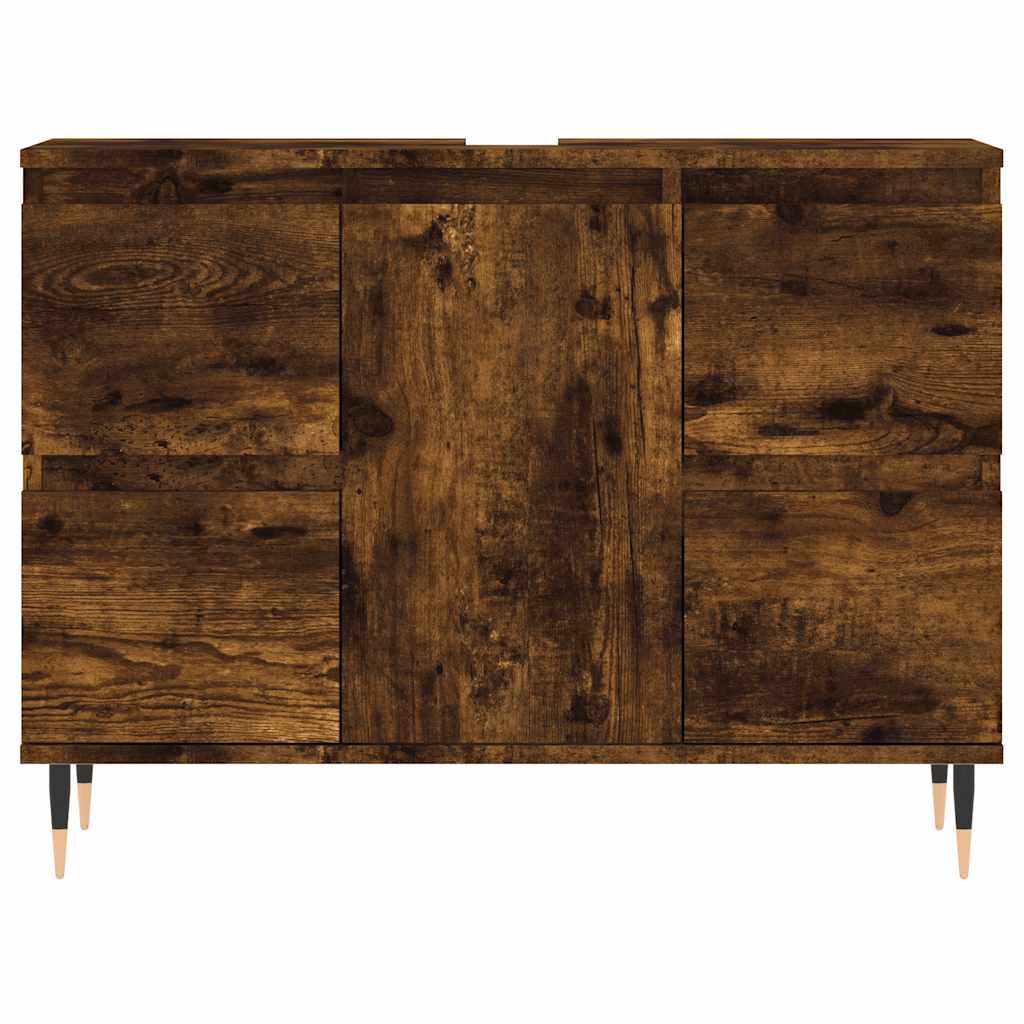 Badkamerkast 80x33x60 cm bewerkt hout gerookt eikenkleurig is nu te koop bij PeponiXL, paradijselijk wonen!