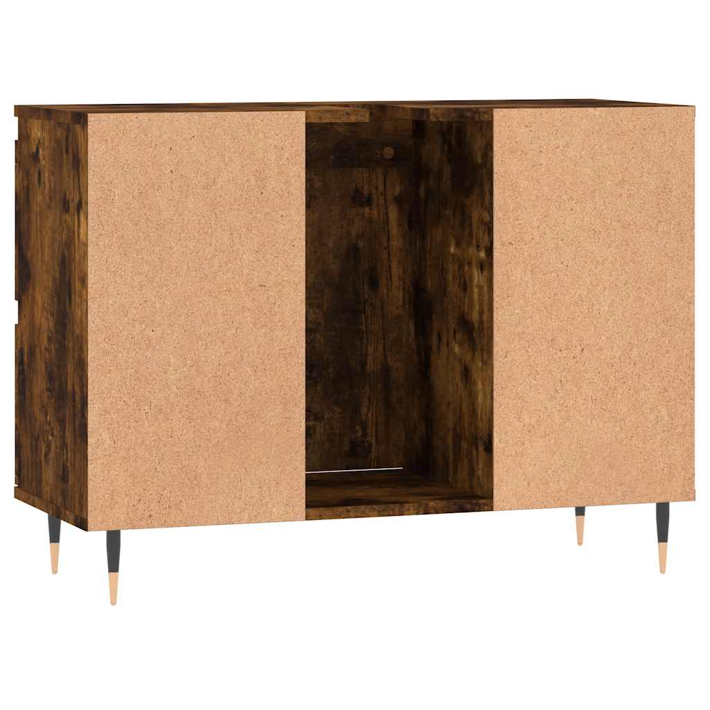 Badkamerkast 80x33x60 cm bewerkt hout gerookt eikenkleurig is nu te koop bij PeponiXL, paradijselijk wonen!