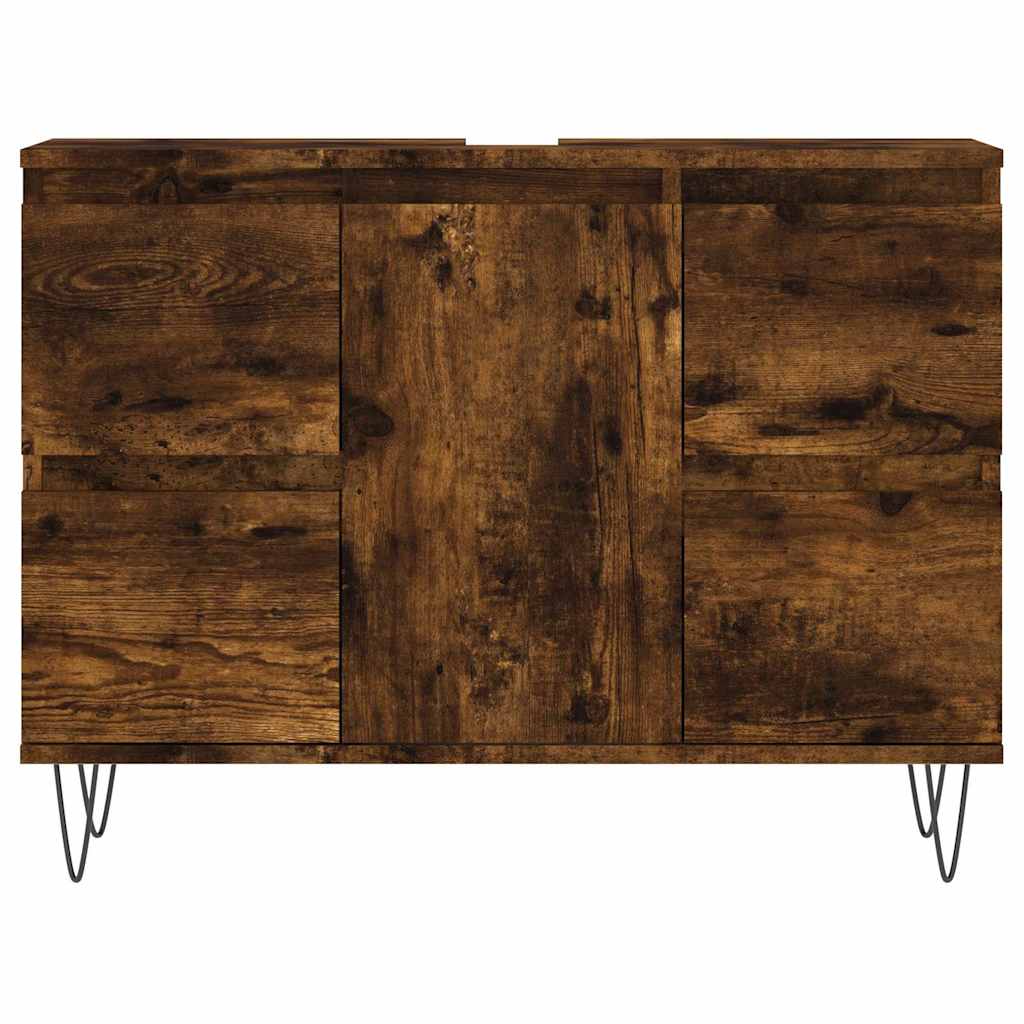 Badkamerkast 80x33x60 cm bewerkt hout gerookt eikenkleurig is nu te koop bij PeponiXL, paradijselijk wonen!
