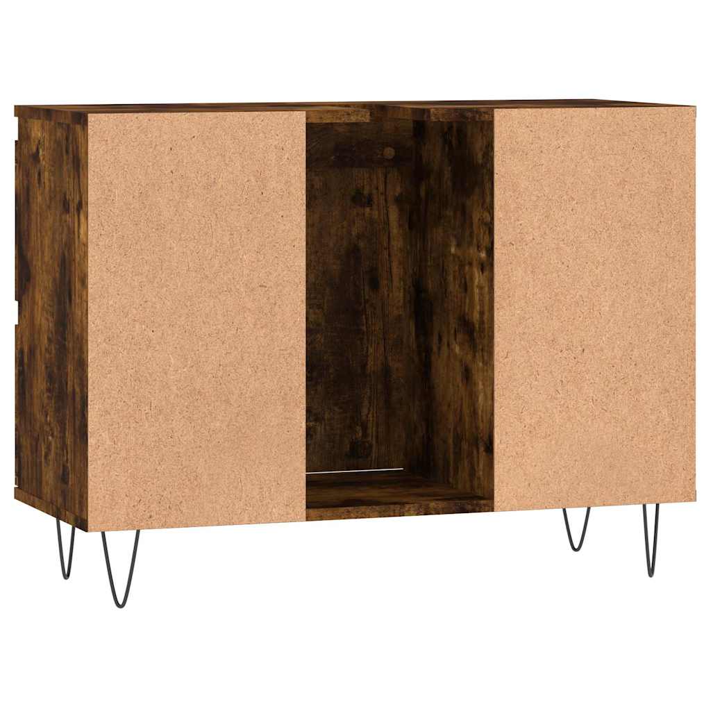 Badkamerkast 80x33x60 cm bewerkt hout gerookt eikenkleurig is nu te koop bij PeponiXL, paradijselijk wonen!