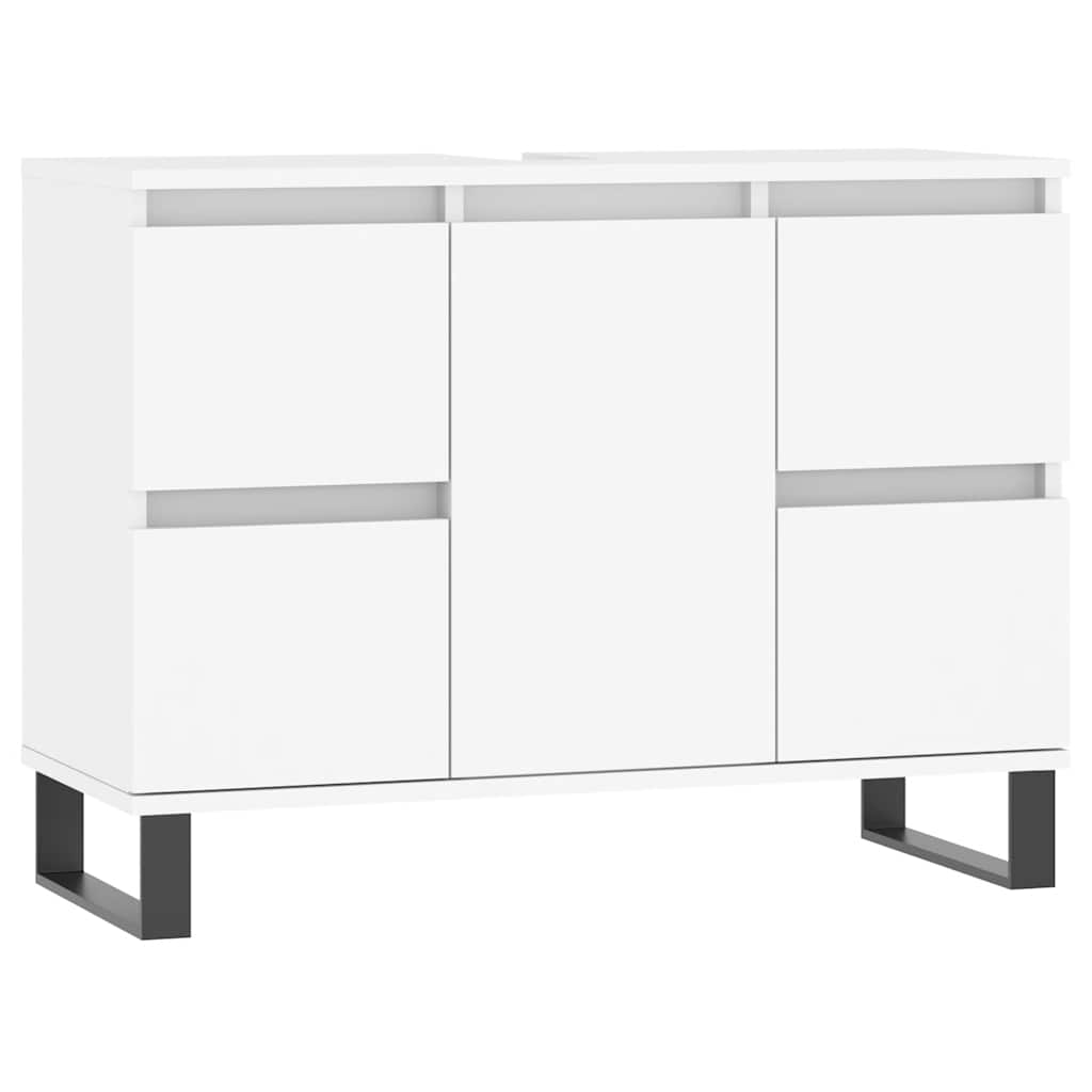 Badkamerkast 80x33x60 cm bewerkt hout wit is nu te koop bij PeponiXL, paradijselijk wonen!