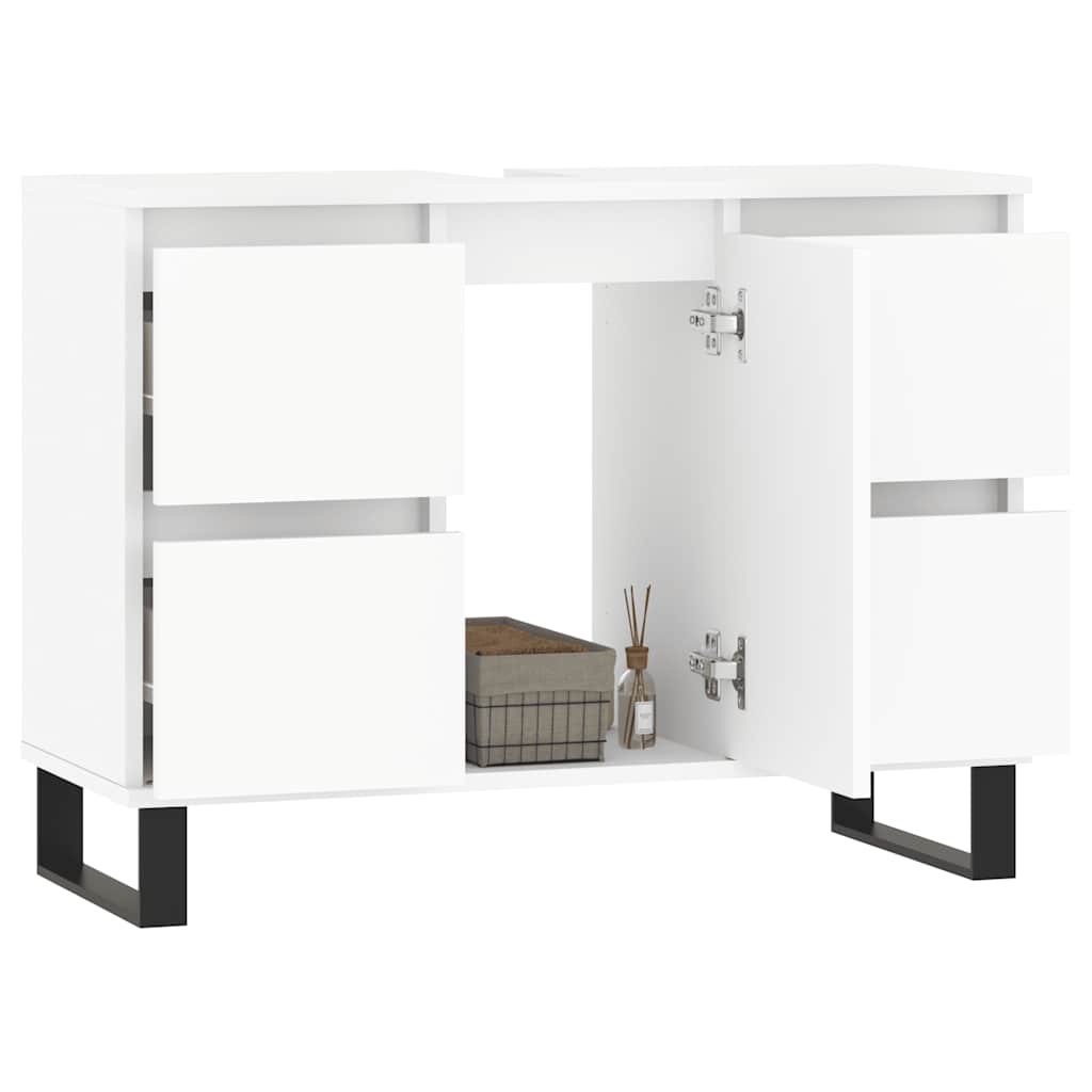 Badkamerkast 80x33x60 cm bewerkt hout wit is nu te koop bij PeponiXL, paradijselijk wonen!