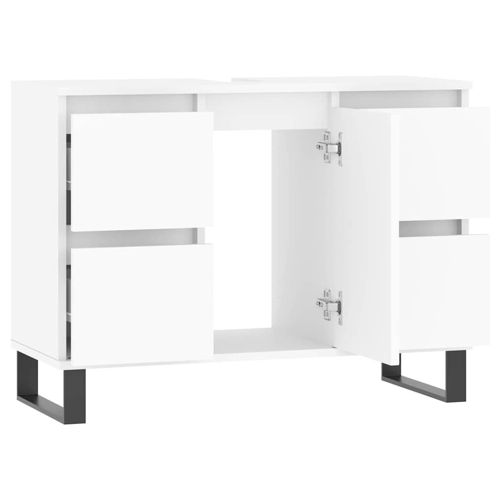Badkamerkast 80x33x60 cm bewerkt hout wit is nu te koop bij PeponiXL, paradijselijk wonen!