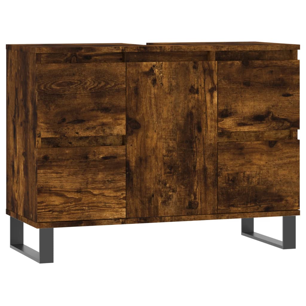 Badkamerkast 80x33x60 cm bewerkt hout gerookt eikenkleurig is nu te koop bij PeponiXL, paradijselijk wonen!