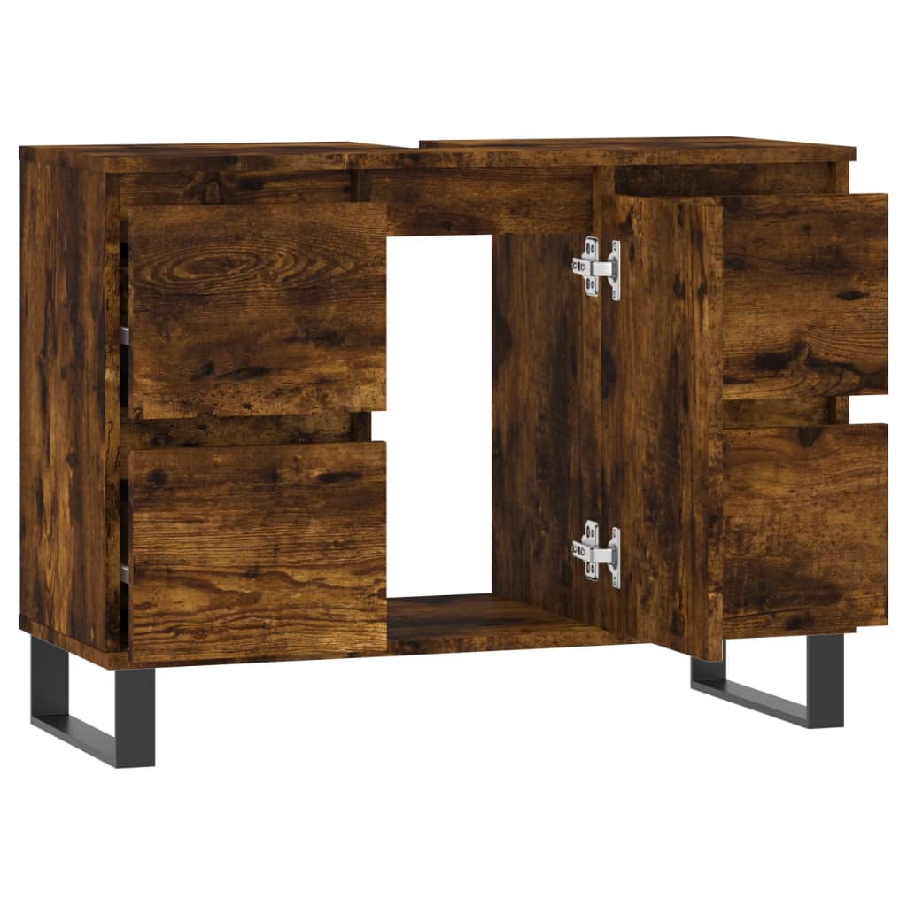 Badkamerkast 80x33x60 cm bewerkt hout gerookt eikenkleurig is nu te koop bij PeponiXL, paradijselijk wonen!
