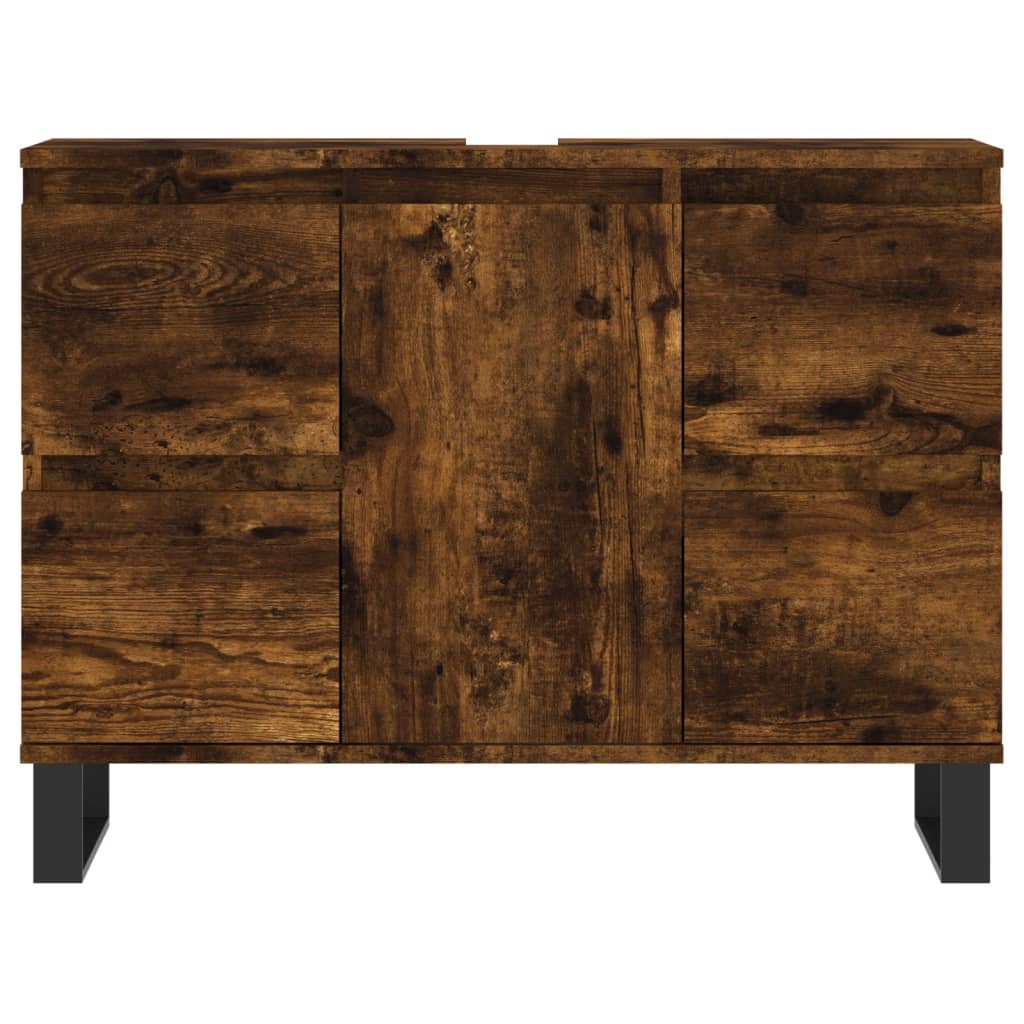 Badkamerkast 80x33x60 cm bewerkt hout gerookt eikenkleurig is nu te koop bij PeponiXL, paradijselijk wonen!
