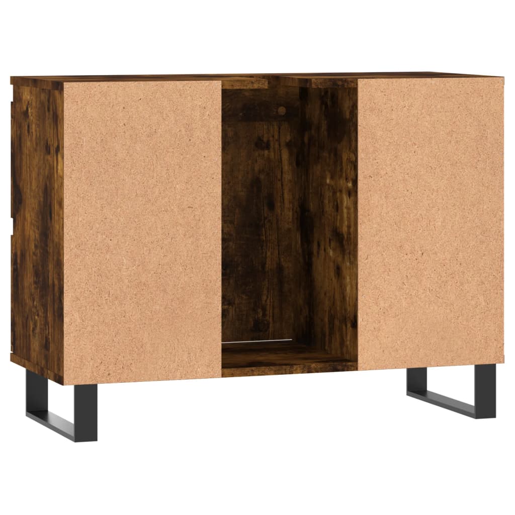Badkamerkast 80x33x60 cm bewerkt hout gerookt eikenkleurig is nu te koop bij PeponiXL, paradijselijk wonen!