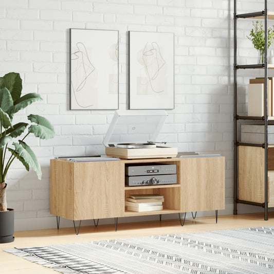 Platenkast 121x38x48 cm bewerkt hout sonoma eikenkleurig is nu te koop bij PeponiXL, paradijselijk wonen!