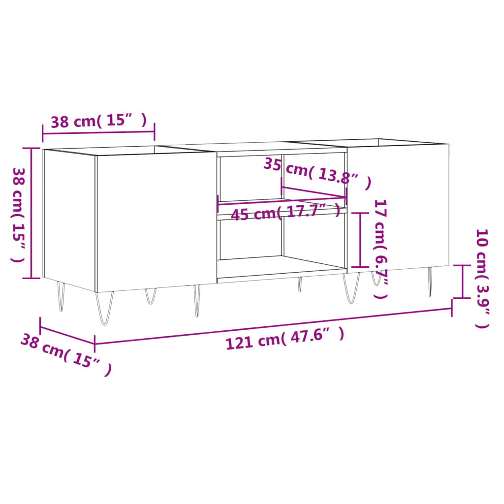 Platenkast 121x38x48 cm bewerkt hout gerookt eikenkleurig is nu te koop bij PeponiXL, paradijselijk wonen!