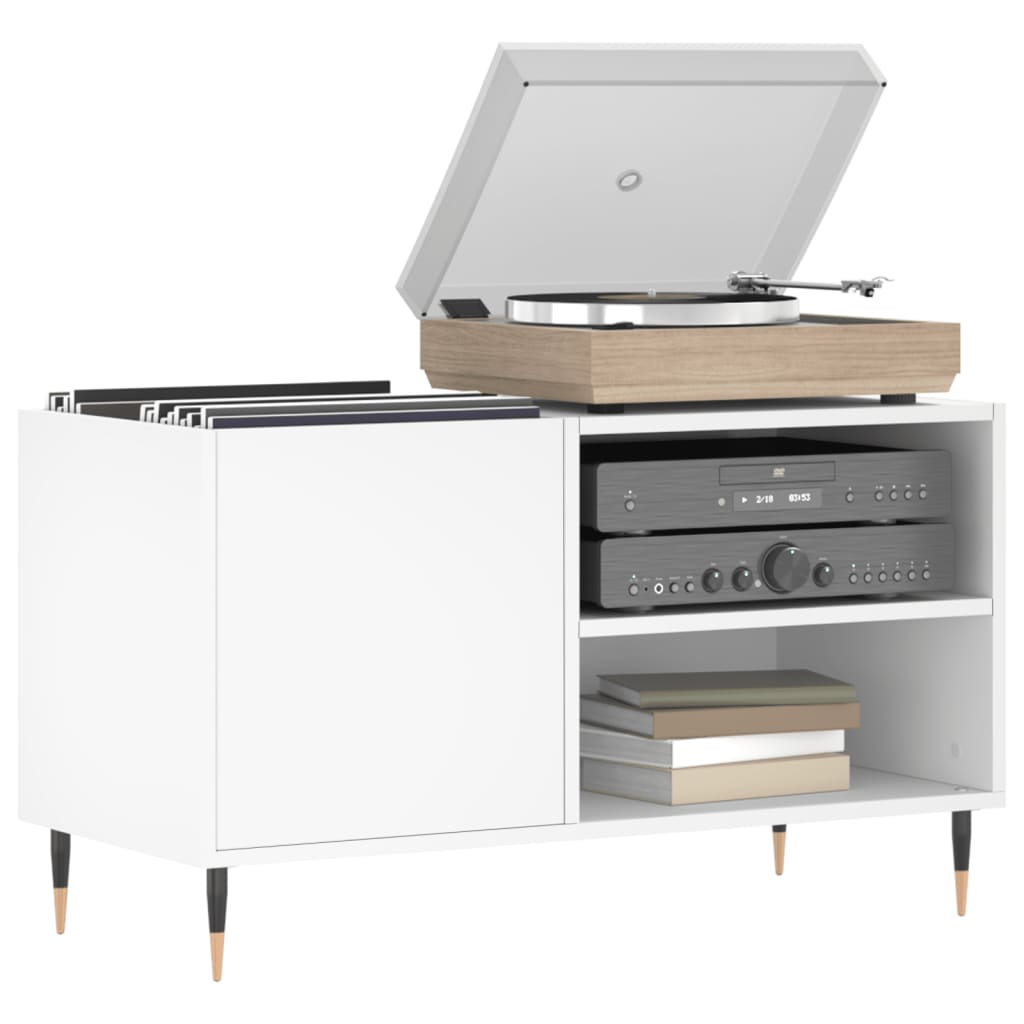 Platenkast 85x38x48 cm bewerkt hout wit is nu te koop bij PeponiXL, paradijselijk wonen!