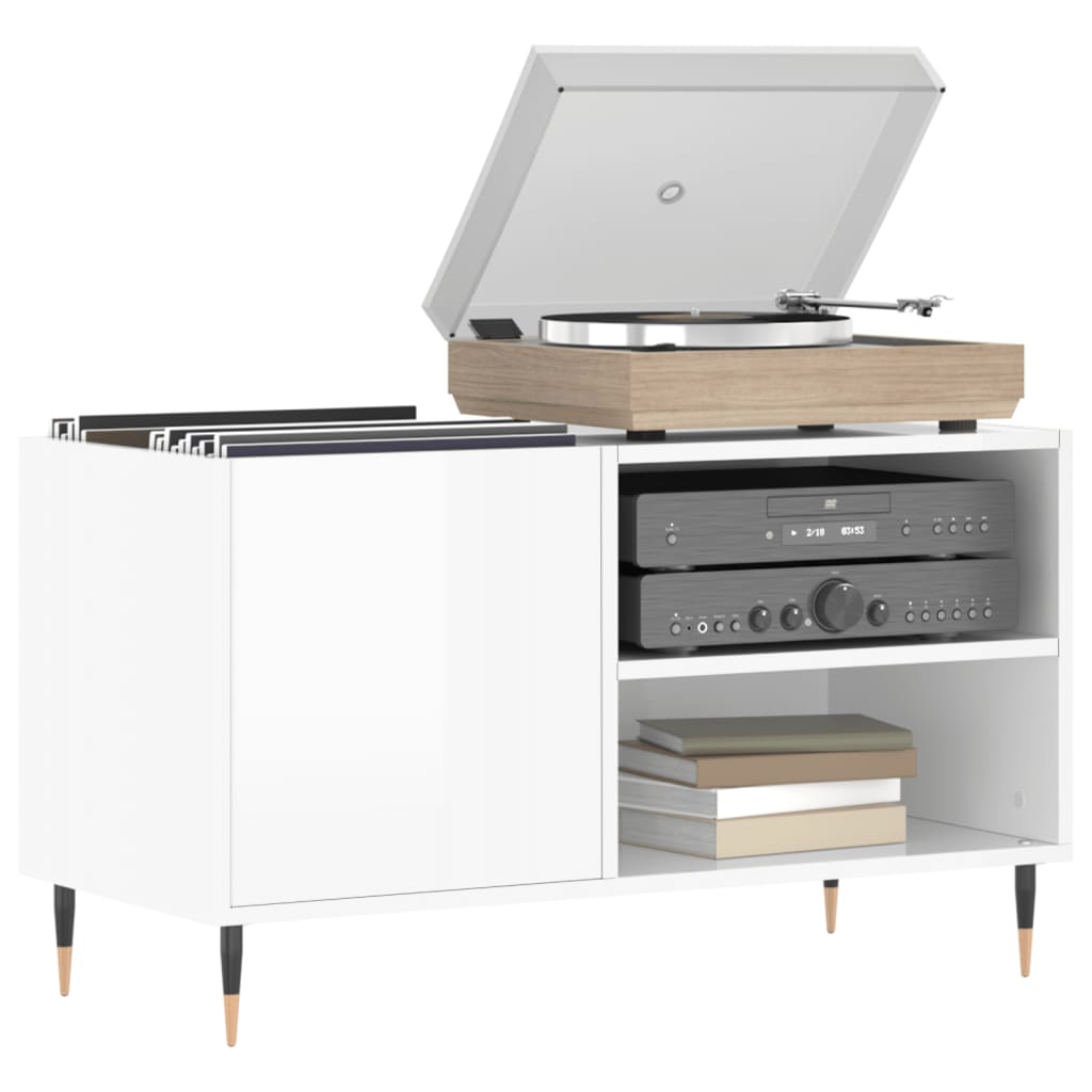 Platenkast 85x38x48 cm bewerkt hout hoogglans wit is nu te koop bij PeponiXL, paradijselijk wonen!