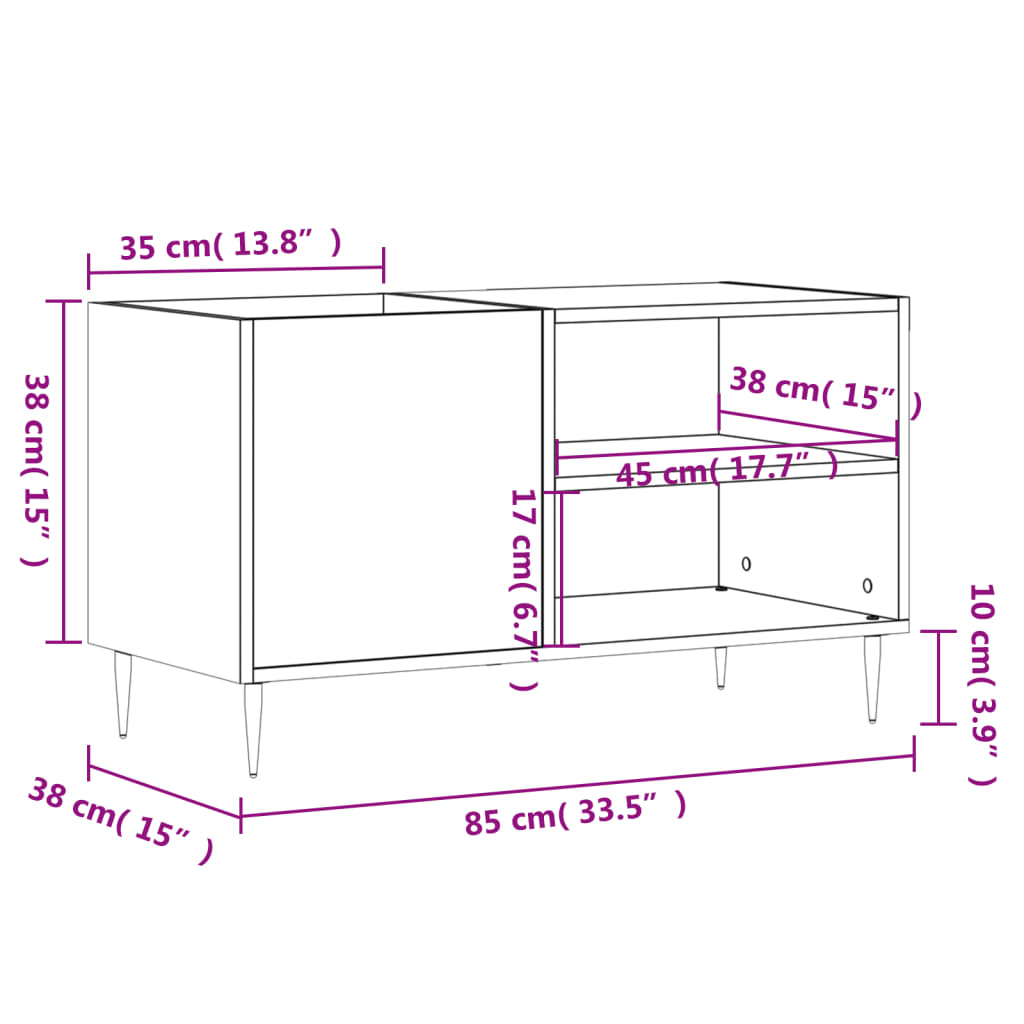 Platenkast 85x38x48 cm bewerkt hout sonoma eikenkleurig is nu te koop bij PeponiXL, paradijselijk wonen!